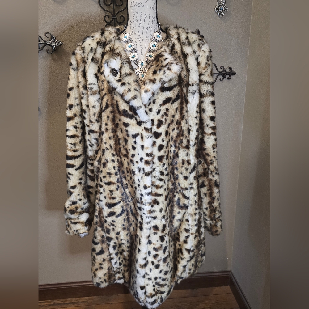Leopard Print Faux Fur Coat